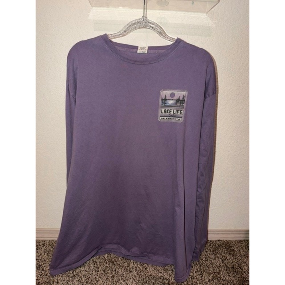 Blue 84 Lake Life Minnesota Long Sleeve T-Shirt Purple XL Graphic Tee
